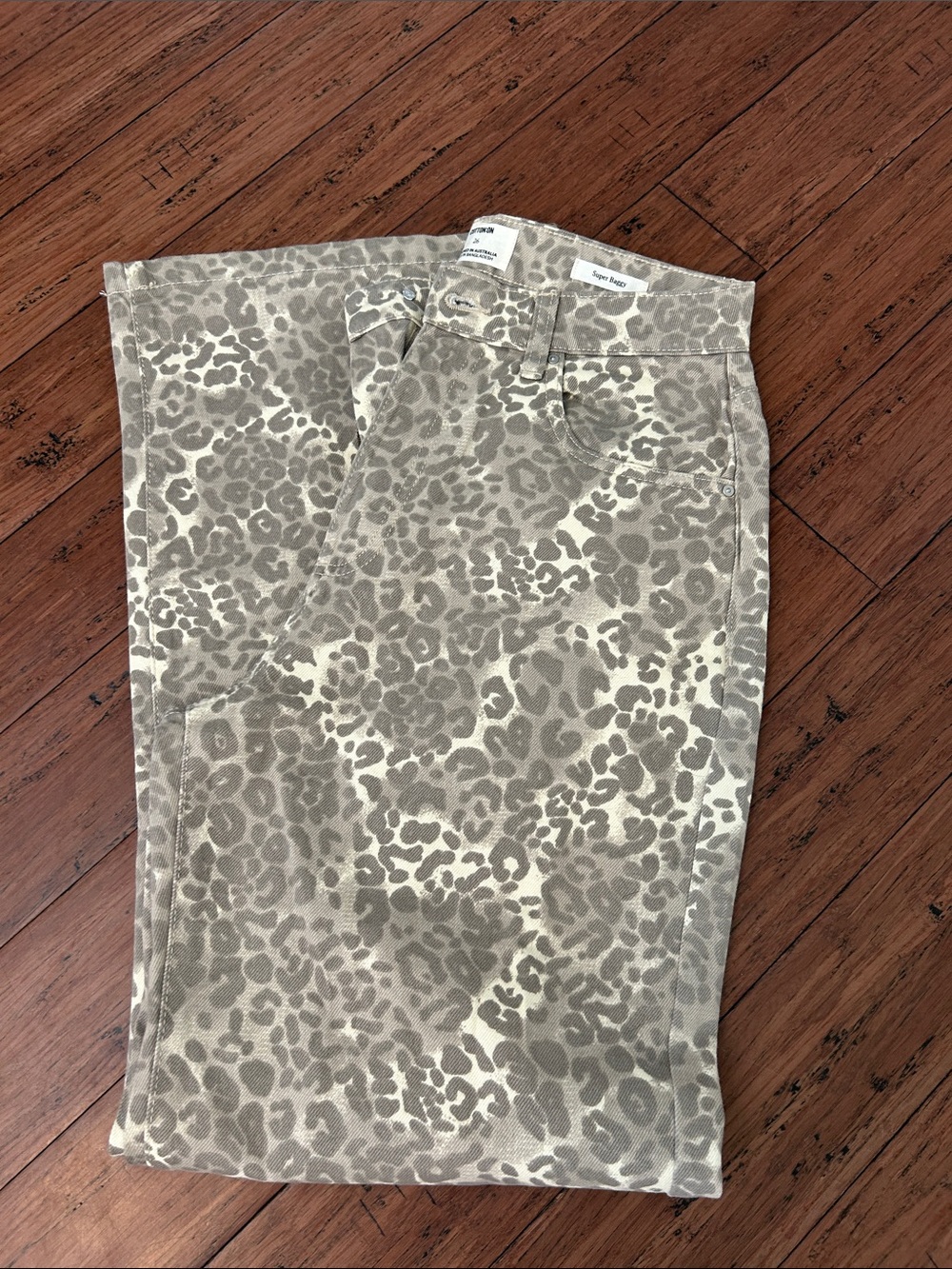 Cotton On Women's Wide Leg Jeans in Leopard Print